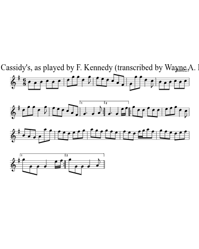 Con Cassidy's, as played by F. Kennedy (transcribed by Wayne A. Hill) preview