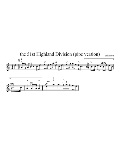 the 51st Highland Division (pipe version) sheet music preview