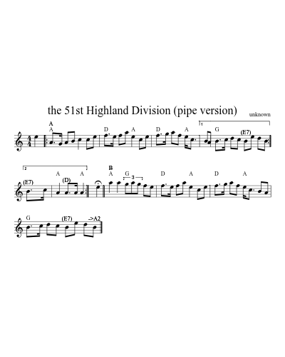 the 51st Highland Division (pipe version) (Version 2) sheet music preview