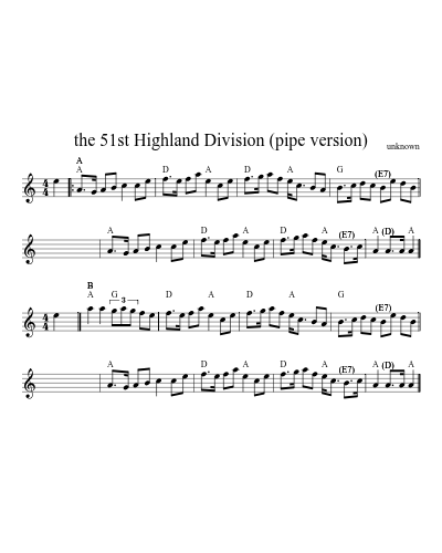 the 51st Highland Division (pipe version) (Version 3) sheet music preview