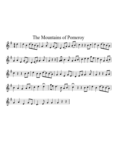 The Mountains of Pomeroy sheet music preview