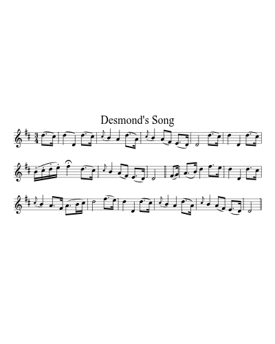 Desmond's Song sheet music preview