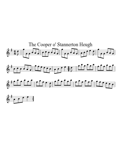 The Cooper o' Stannerton Heugh sheet music preview