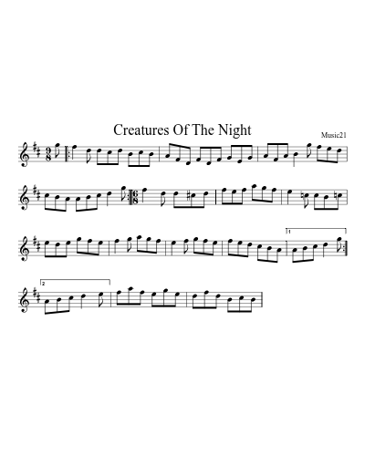 Creatures Of The Night sheet music preview