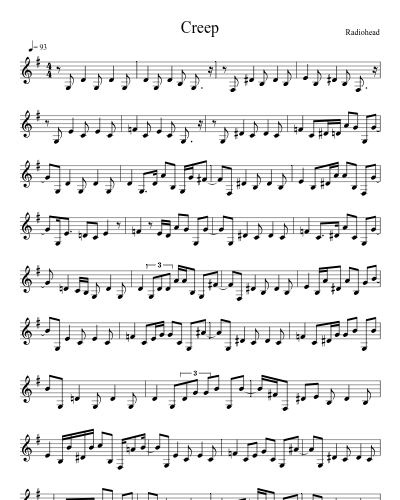 Creep sheet music preview