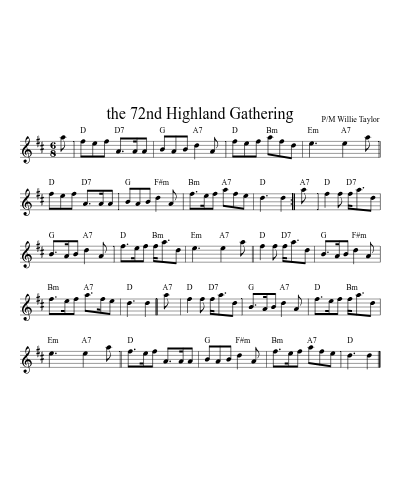 the 72nd Highland Gathering sheet music preview