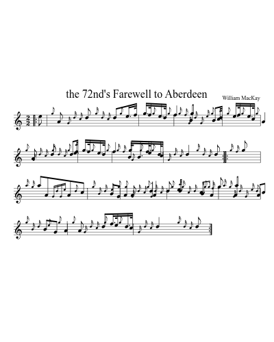 the 72nd's Farewell to Aberdeen (Version 3) sheet music preview