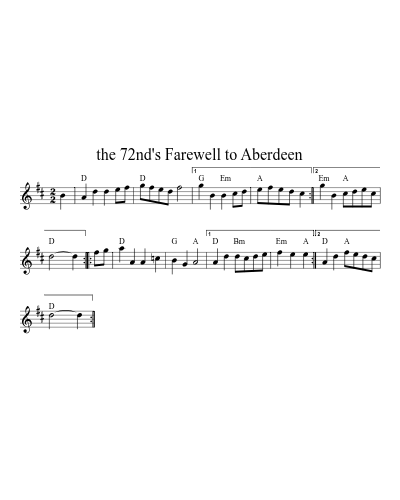 the 72nd's Farewell to Aberdeen (Version 7) sheet music preview