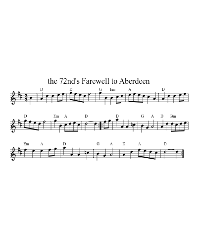 the 72nd's Farewell to Aberdeen (Version 9) sheet music preview