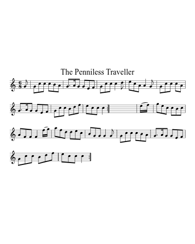 The Penniless Traveller (Version 2) sheet music preview