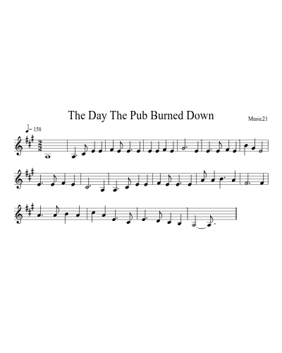The Day The Pub Burned Down sheet music preview