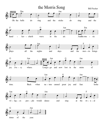 the Morris Song sheet music preview