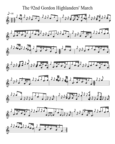 The 92nd Gordon Highlanders' March (Version 2) sheet music preview