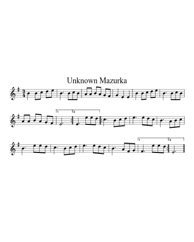 Unknown Mazurka sheet music preview