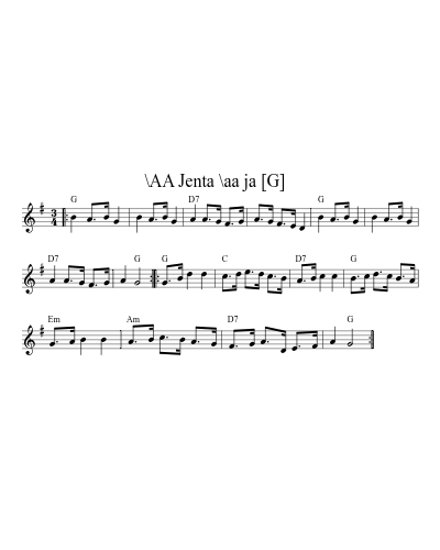 \AA Jenta \aa ja   [G] (Version 2) sheet music preview