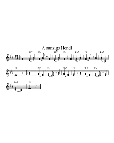 A oanzigs Hendl (Version 4) sheet music preview