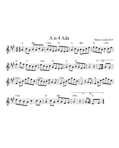 A is 4 Ada sheet music preview