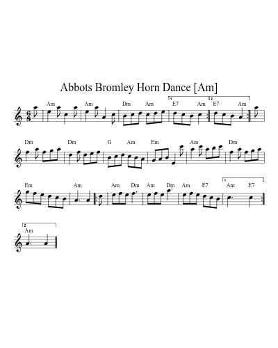Abbots Bromley Horn Dance [Am] (Version 2) sheet music preview