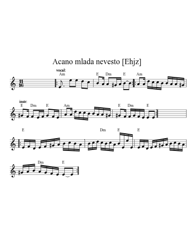 Acano mlada nevesto  [Ehjz] (Version 2) sheet music preview