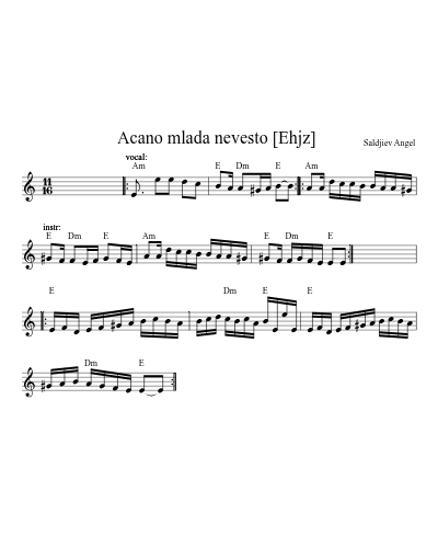 Acano mlada nevesto  [Ehjz] (Version 6) sheet music preview