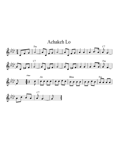 Achakeh Lo sheet music preview
