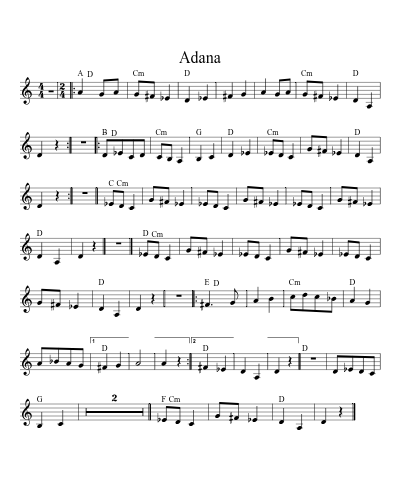 Adana (Version 2) sheet music preview