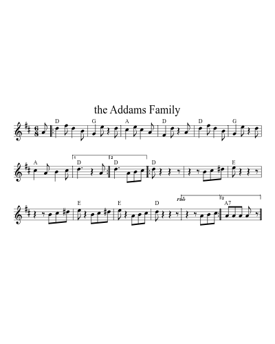 the Addams Family sheet music preview