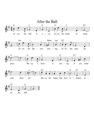 After the Ball (Version 18) sheet music preview