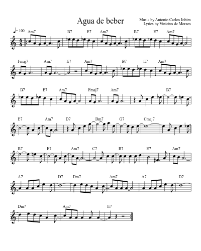 Agua de beber sheet music preview