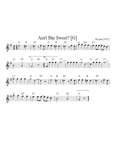 Ain't She Sweet? [G] (Version 2)