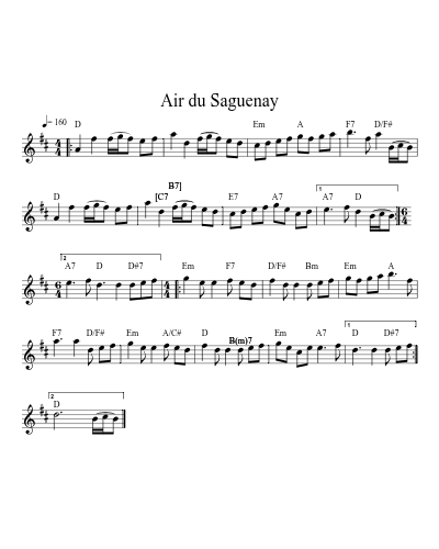 Air du Saguenay sheet music preview