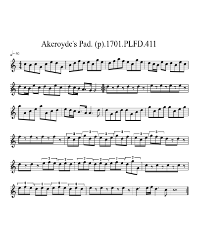 Akeroyde's Pad. (p).1701.PLFD.411 sheet music preview