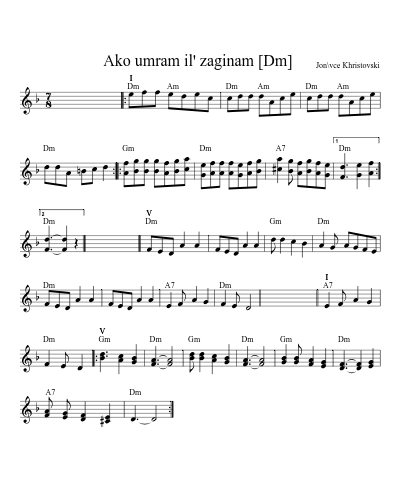 Ako umram il' zaginam  [Dm] (Version 2)