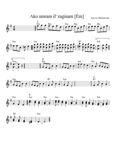 Ako umram il' zaginam  [Em] (Version 3)