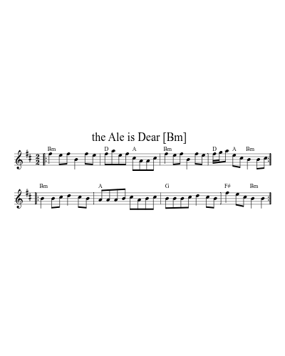 the Ale is Dear   [Bm] sheet music preview