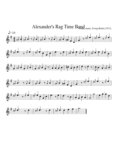 Alexander's Rag Time Band (Version 8) sheet music preview