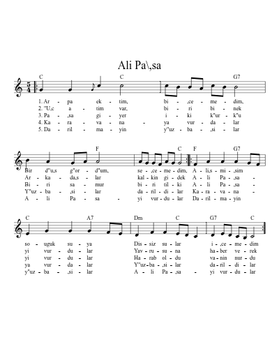 Ali Pa\,sa sheet music preview