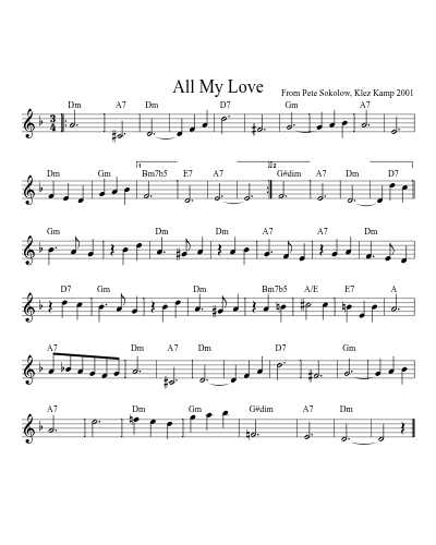 All My Love sheet music preview