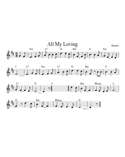 All My Loving sheet music preview