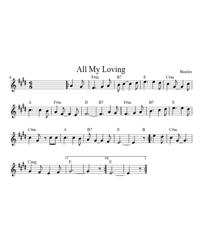 All My Loving (Version 2) sheet music preview