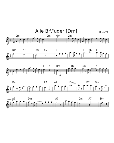 Alle Br\"uder  [Dm] (All Tunes)