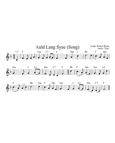 Auld Lang Syne (Song) (All Tunes) sheet music preview