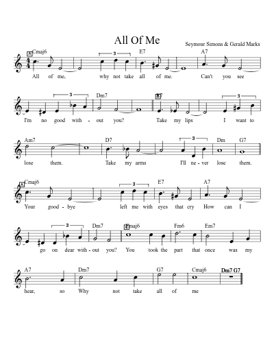 All Of Me sheet music preview