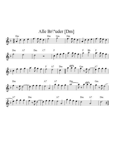 Alle Br\"uder  [Dm] (Version 5) sheet music preview