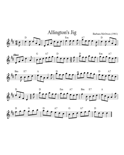 Allington's Jig (Version 2) sheet music preview