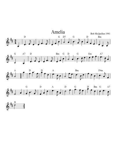 AMELIA (Version 8) sheet music preview