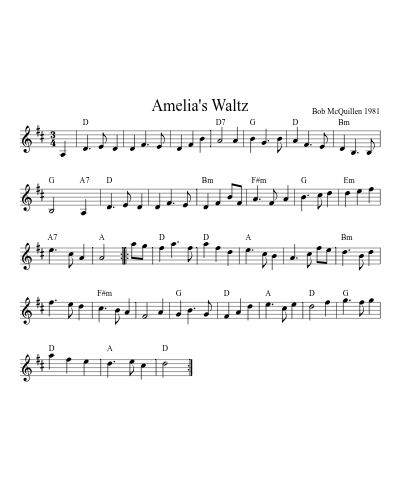 Amelia's Waltz (Version 8) sheet music preview