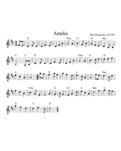 AMELIA (Version 9) sheet music preview