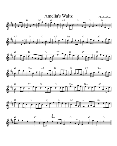 Amelia's Waltz (Version 9) sheet music preview