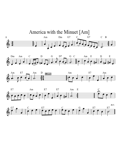 America with the Minuet   [Am]